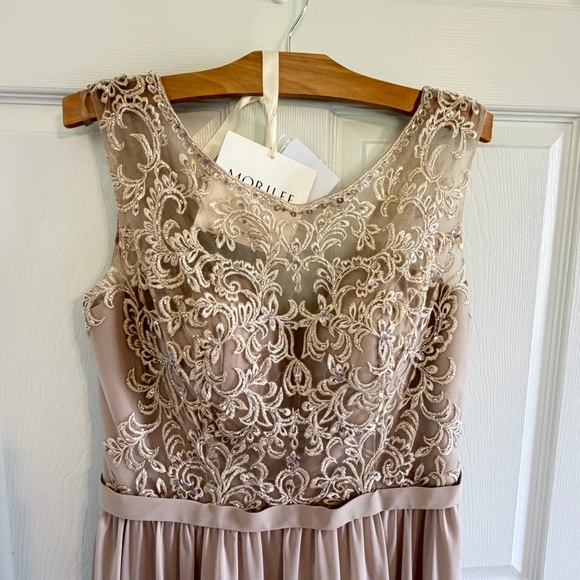 Morilee 21522 Latte bridesmaid Dress lace chiffon size 16 Mother of bride NWT - Picture 3 of 15